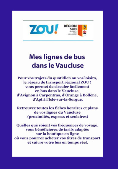 Zou – Mes lignes de bus dans le Vaucluse