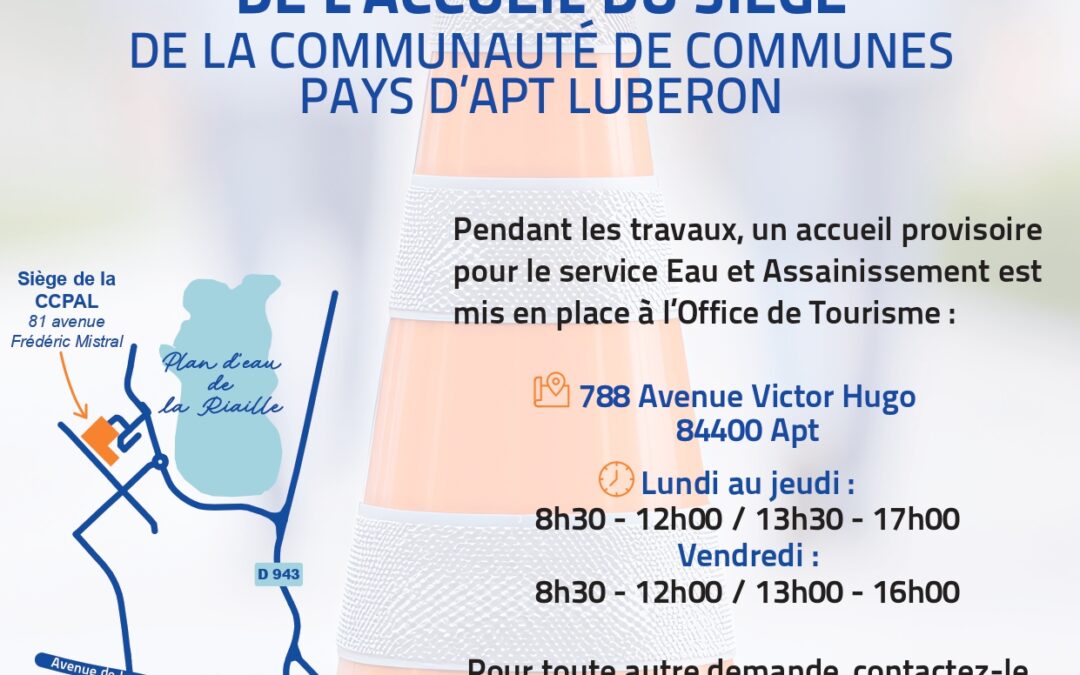 Fermeture temporaire accueil CCPAL