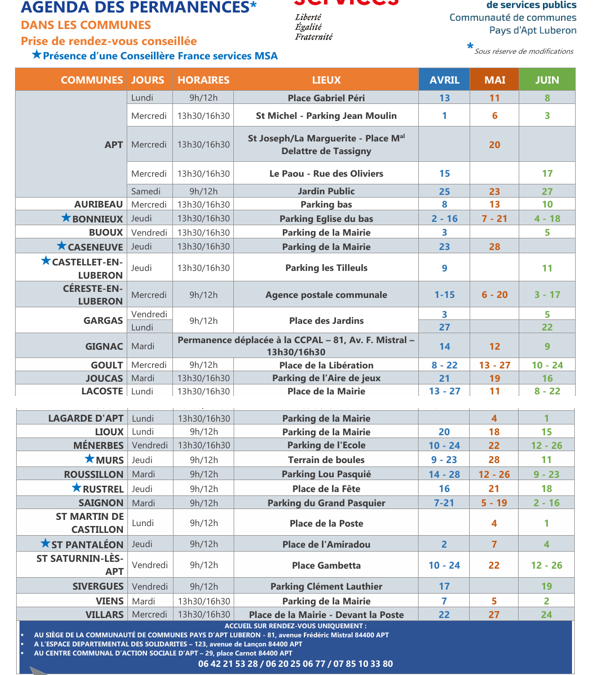 Permanences Bus Le Lien