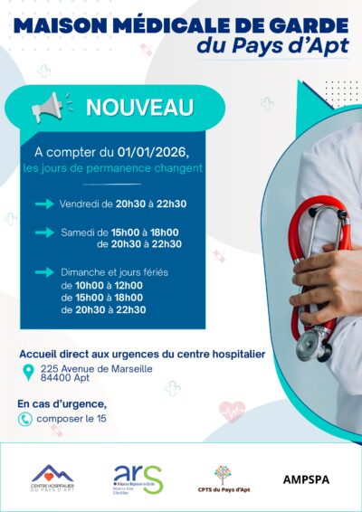 Nouveaux horaires maison médicale du Pays d’Apt