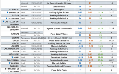 Planning de septembre à décembre bus Le Lien